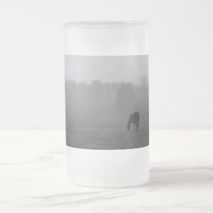 Country Morning Grayscale Frosted Glass Beer Mug
