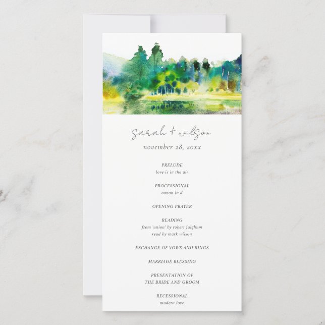 Country Mountain River Landscape Wedding Program Thank You Card (Front)