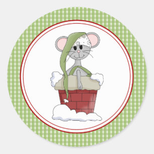 Country Mouse Christmas Envelope Seals Stickers