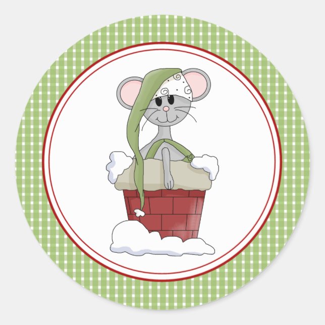 Country Mouse Christmas Envelope Seals Stickers (Front)