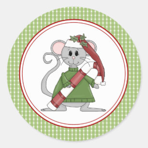 Country Mouse Christmas Envelope Seals Stickers