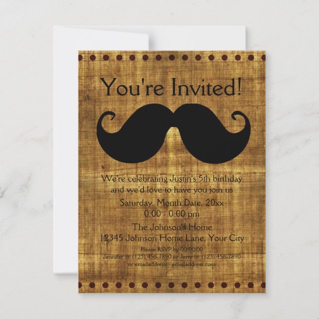 Country Moustache Invitation (Front)