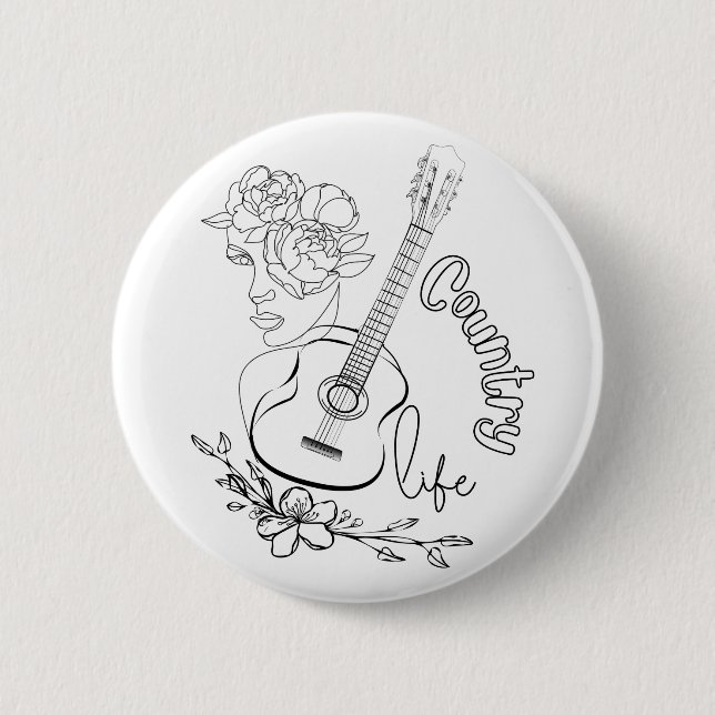 Country Music 6 Cm Round Badge (Front)