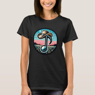 Country Music Aesthetic Graphic Cowboy Hat On Musi T-Shirt