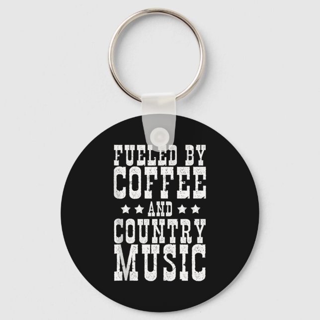 Country Music &amp; Coffee - Funny Quote Western M Key Ring (Front)