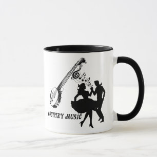 Country Music Banjo Square Dancers Silhouette art Mug