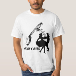 Country Music Banjo Square Dancers Silhouette art T-Shirt