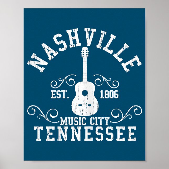 Country Music City Nashville Guitar Tennessee Poster (Front)
