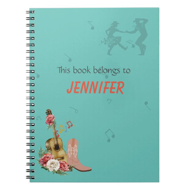 Country Music Dancing Music Editable Notebook (Front)