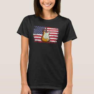 Country Music Guitar 4th Of July American Flag Us T-Shirt