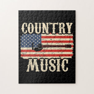Country Music Guitar American Flag Gift Jigsaw Puzzle