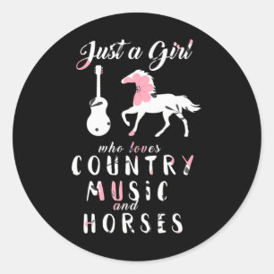 Country Music Horse Cowgirl Horses Farm Classic Round Sticker