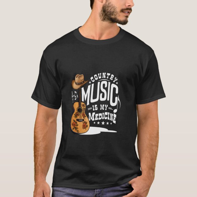 Country Music Is My Medicine Bluegrass Western Swi T-Shirt (Front)