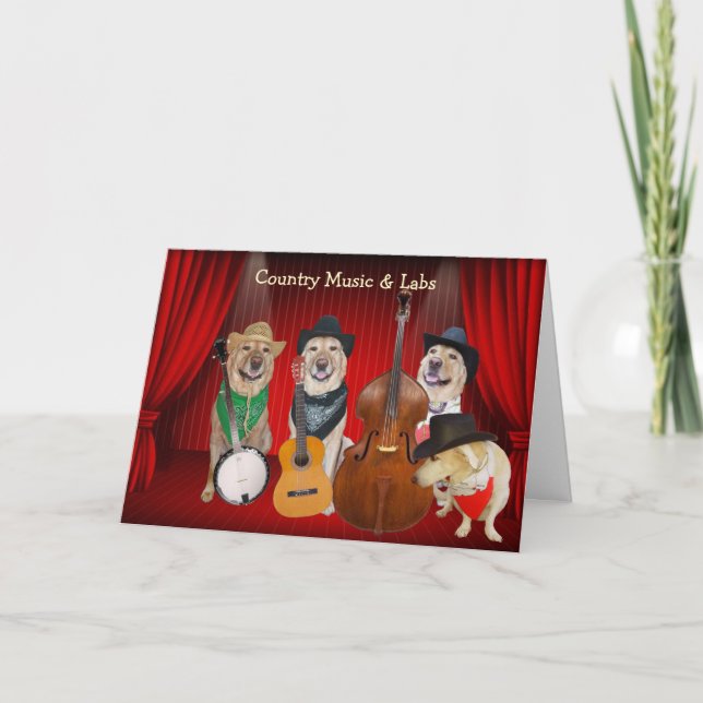 Country Music & Labs Customisable Birthday Card (Front)