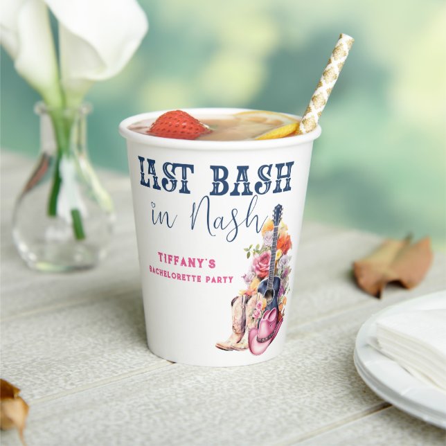 Country Music Last Bash in Nash Bachelorette Paper Cups (Insitu)