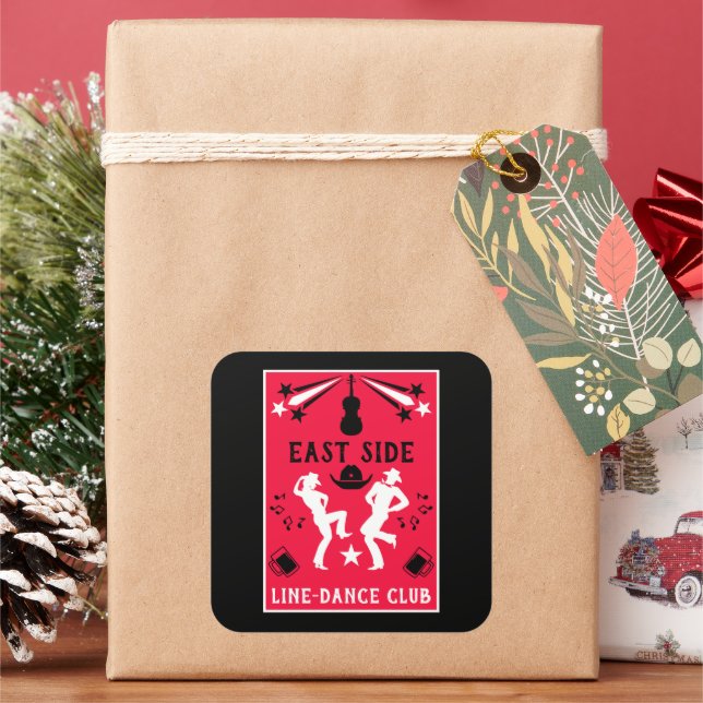 Country Music Line Dancing  Square Sticker (Holiday)