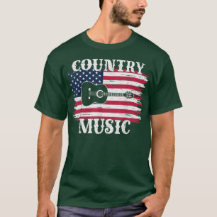 Country Music Retro Vintage Guitar American Flag G T-Shirt