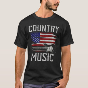 Country Music Retro Vintage Guitar American Flag T-Shirt