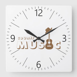 Country music square wall clock