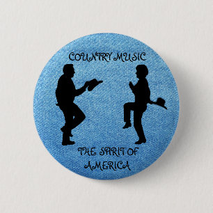COUNTRY MUSIC THE SPIRIT OF AMERICA-BUTTON 6 CM ROUND BADGE