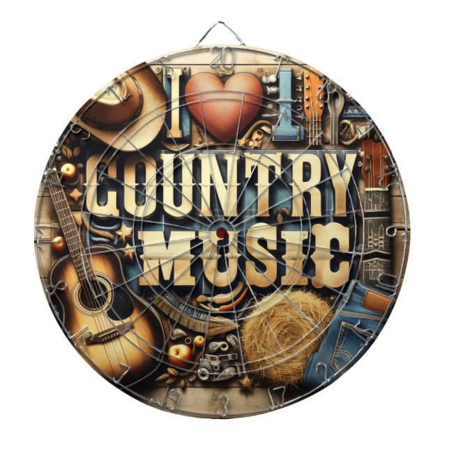 Country music themed yoga mat. dartboard (Front)