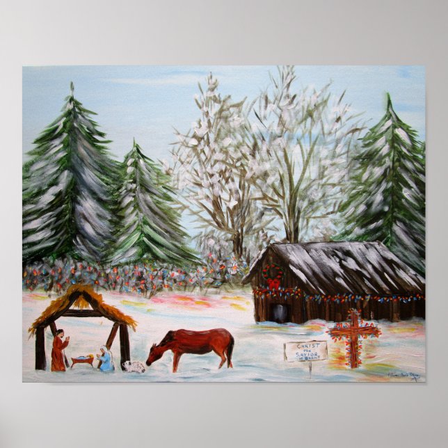 Country Nativity Christmas Scene Poster (Front)