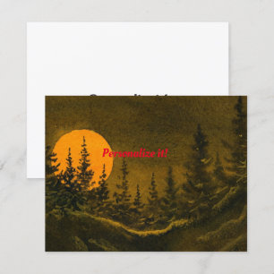 Country night landscape; hunter's or harvest moon invitation