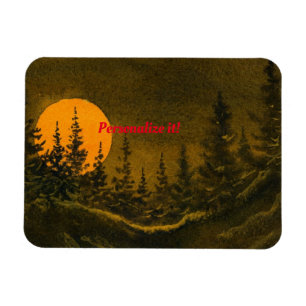 Country night landscape; hunter's or harvest moon magnet