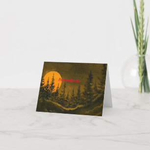 Country night landscape; hunter's or harvest moon thank you card