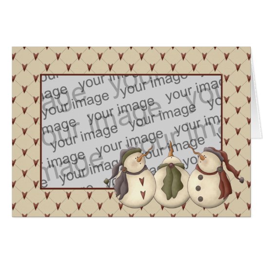 Country Nowel Snowmen Christmas Card Template