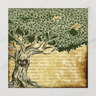 Country Oak Tree Vintage Wedding Invitations