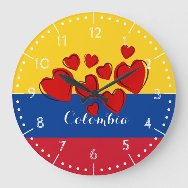 Country of Colombiaflag Large Clock (Front)
