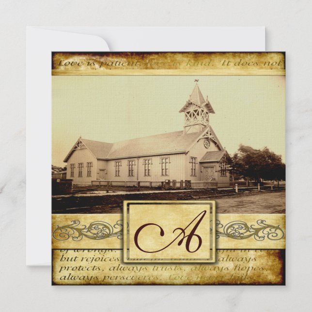 Country Old Church Vintage Wedding Invitations (Front)
