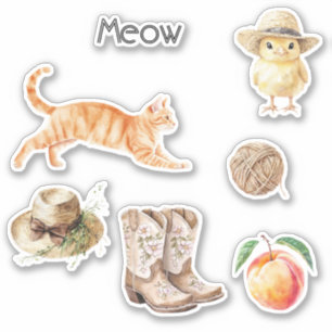 Country Orange Cat Peach Chick Boots Yarn Hat