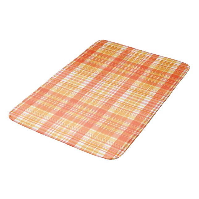 Country Orange Yellow Plaids Bath Mat (Angled)