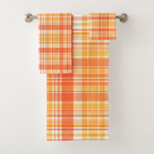 Country Orange Yellow Plaids Bath Towel Set