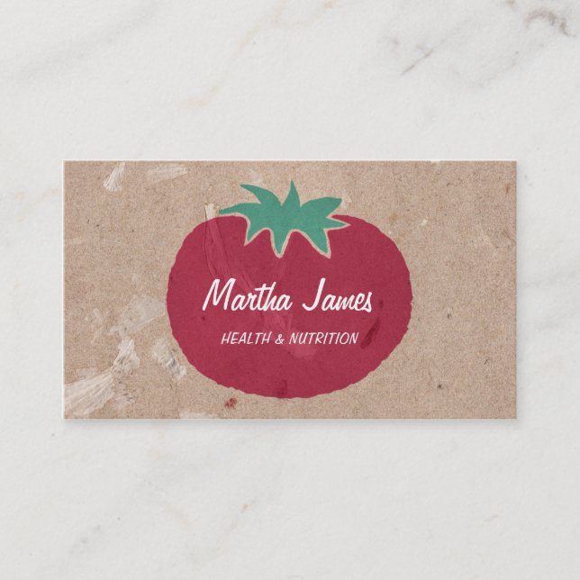 Country Organic Craft Paper Tomato Nutrition Business Card (Front)