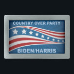 Country Over Party Biden Harris Belt Buckle<br><div class="desc">Urge Republicans to vote for Joe Biden and Kamala Harris by putting their country over their political party. Vote blue to save America in the 2024 election. Cool belt buckle.</div>