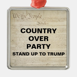 Country Over Party Stand Up to Trump Resist Metal Tree Decoration