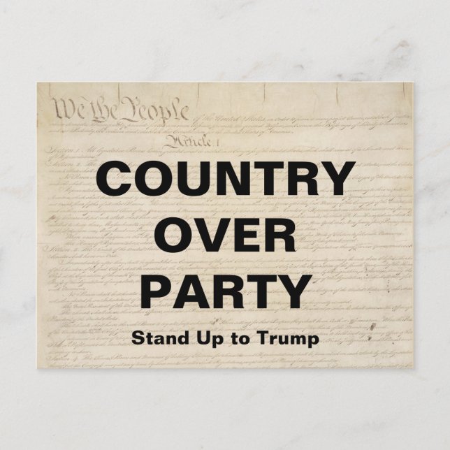 Country Over Party Stand Up to Trump Resistance Invitation Postcard (Front)