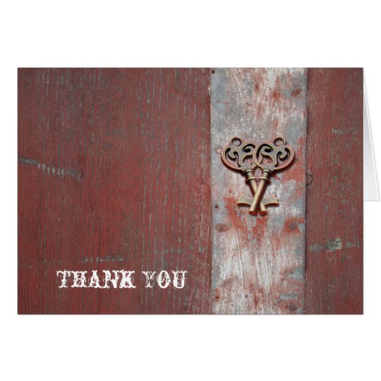 Country Painted Wood with Skeleton Key Thank You Card