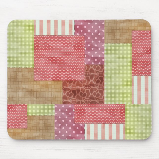 Country Patchwork Chic Pattern Quiltblocks Mouse Mat (Front)