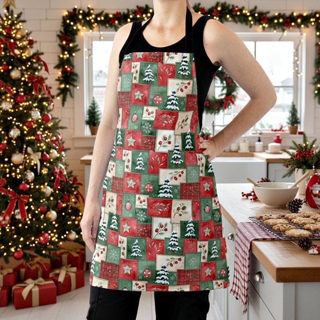 Country patchwork christmas pattern apron (Creator Uploaded)