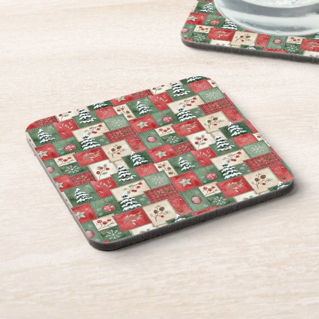 Country patchwork christmas pattern coaster (Left Side)