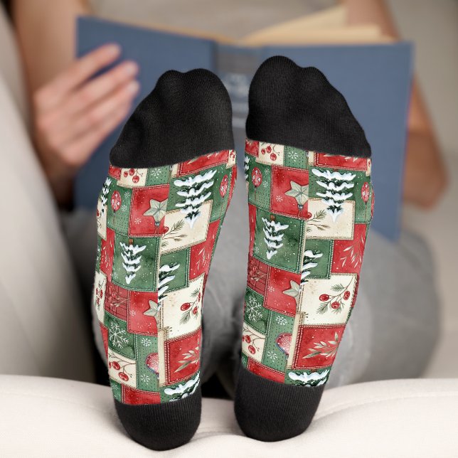 Country patchwork christmas pattern socks (Bottom)