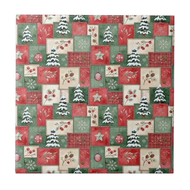 Country patchwork christmas pattern tile (Front)