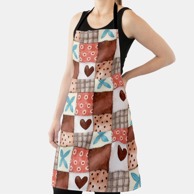 Country Patchwork Farmhouse Kitchen Apron (Insitu)