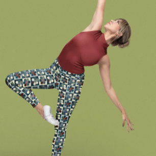 Country Patchwork Flowers Leggings