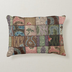 Country patchwork quilt, 3D texture. Decorative Cushion