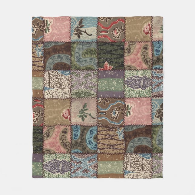 Country patchwork quilt, 3D texture. Fleece Blanket (Front)